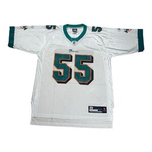 NFL Reebok Miami Dolphins Junior Seau #55 VTG White Green Jersey‎ Size L EUC